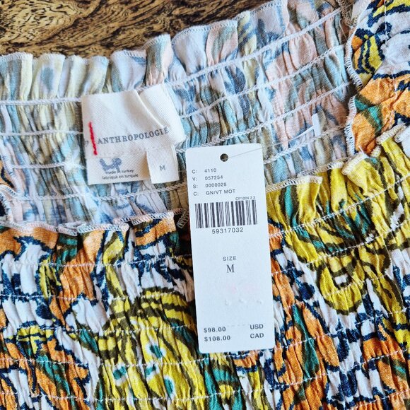 NWT by Anthropologie $98 The Rayna Floral Smocked Top Long Sleeve Square Neck - Picture 10 of 15